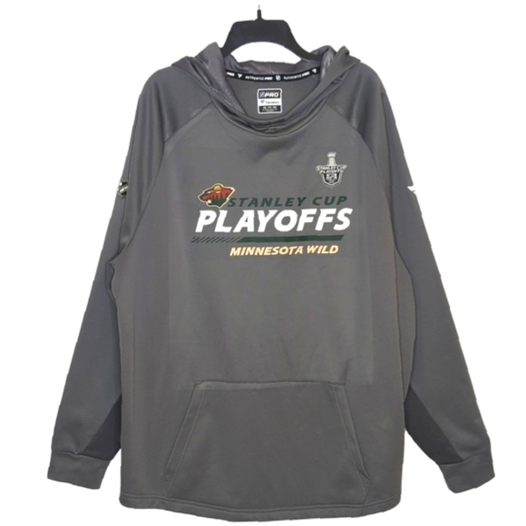 Minnesota Wild Fanatics Branded 2021 NHL Playoffs Pullover Hoodie Charcoal 2XL - Picture 1 of 11